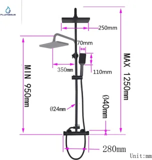 Zwart RVS Douchesysteem Regendouche 25x17cm Inclusief Handdouche