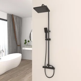 Zwart RVS Douchesysteem Regendouche 25x17cm Inclusief Handdouche
