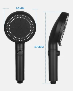 Zwarte handdouche met slang 1,5 m
