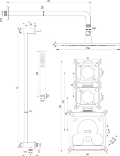 Zwarte Regendouche Set 16 - Thermostatisch Inbouw met 30 cm Douchekop