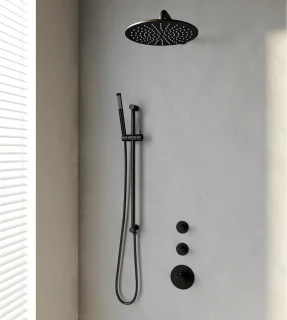 Zwarte Regendouche Set 16 - Thermostatisch Inbouw met 30 cm Douchekop