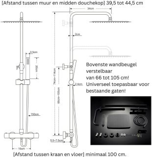 Zwarte Regendouchekop Zonder Kraan