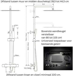 Zwarte Regendouchekop Zonder Kraan