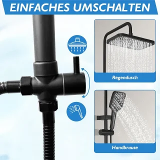 Zwarte regendoucheset