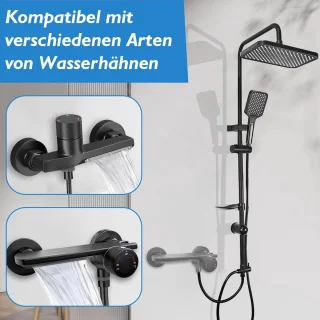 Zwarte regendoucheset