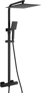 Zwarte thermostatische douchekraanset