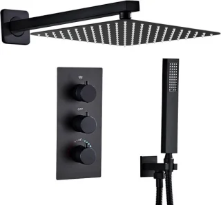Zwarte Thermostatische Inbouwdoucheset