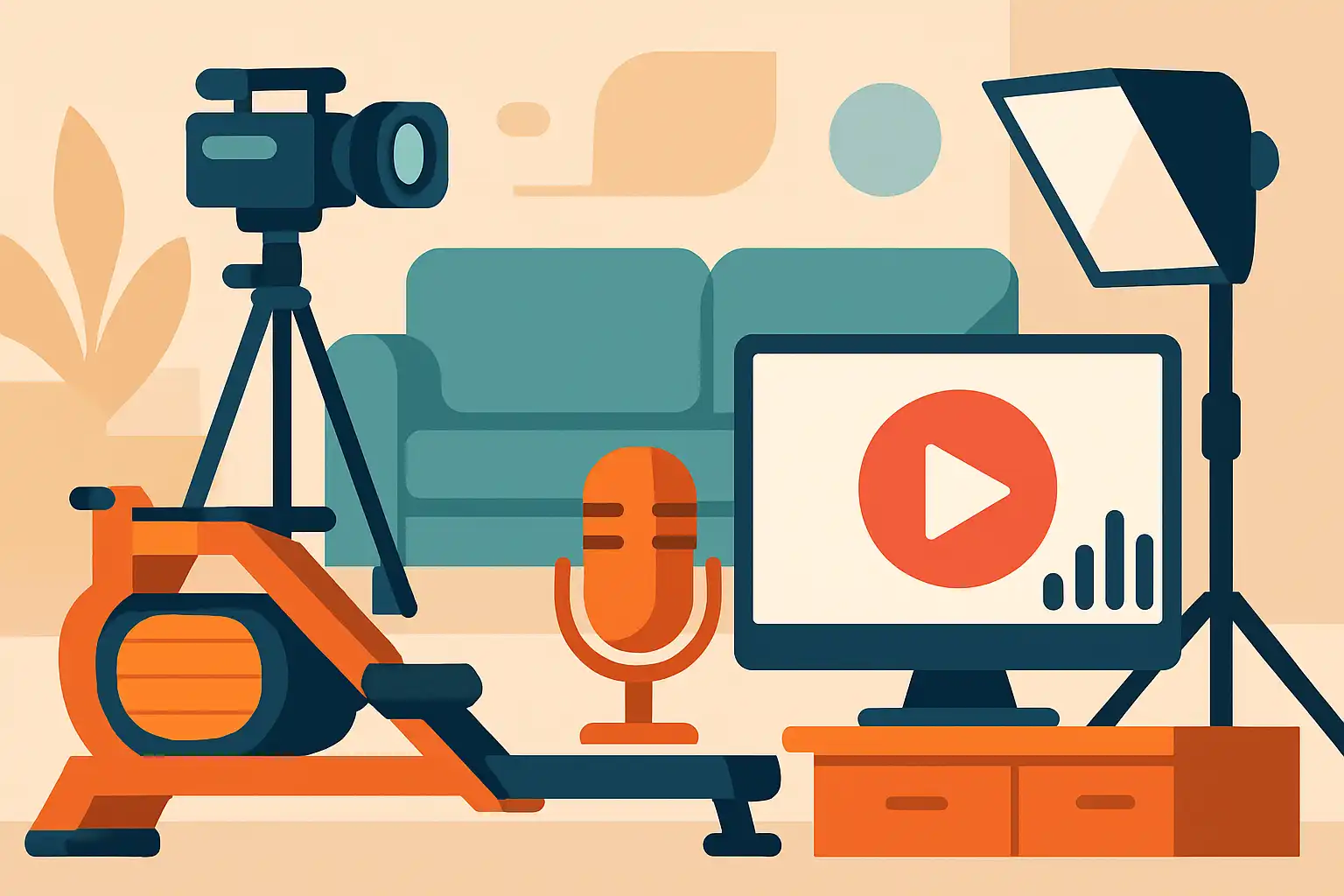 Maak van je woonkamer een mini-roeistudio: betaalbare camera-, audio- en belichtingstips voor livestreamlessen