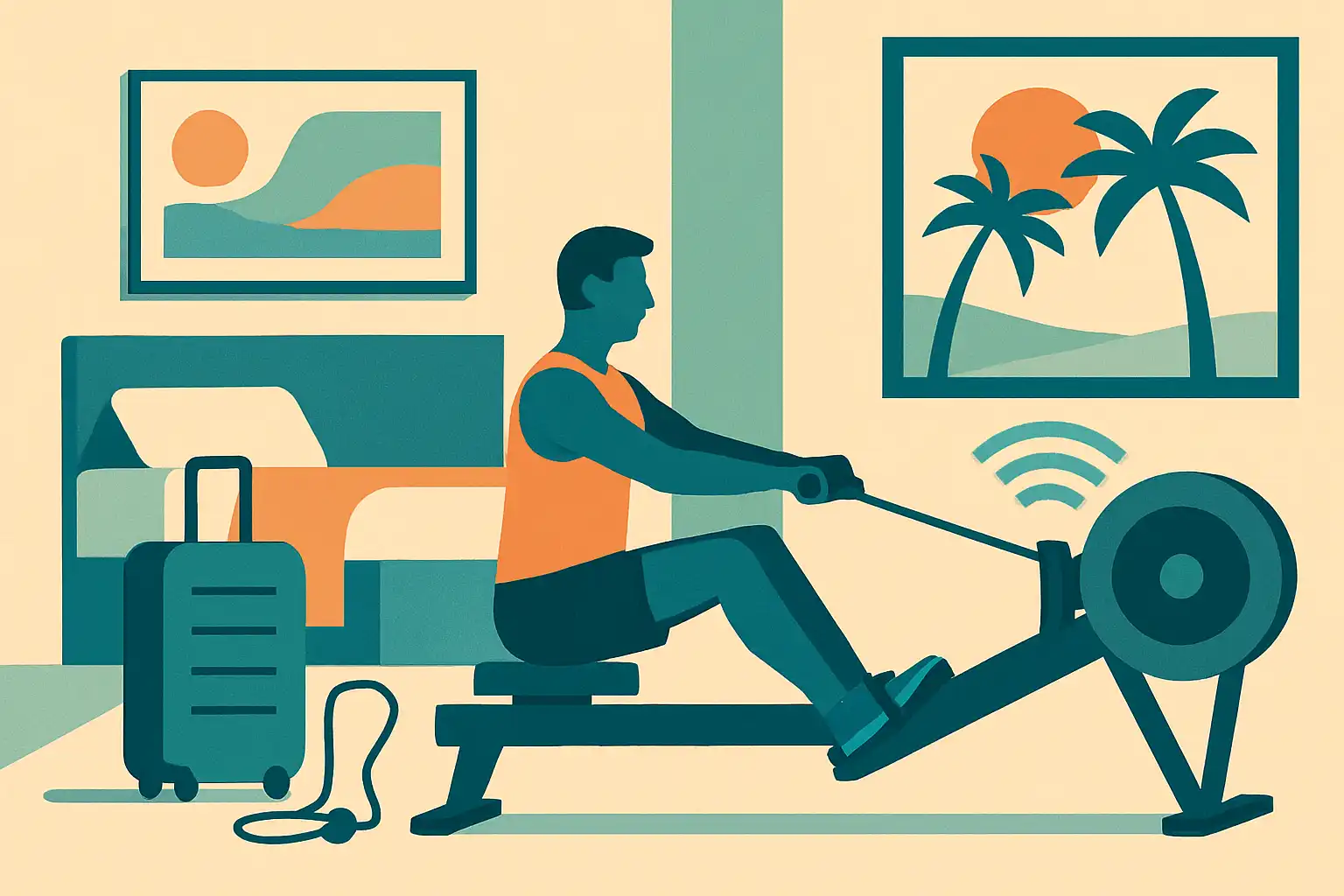 Roeitraining op reis: compacte workouts en slimme hacks voor hotelkamers en vakantieverblijven
