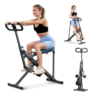 MERACH Fitnessapparaat - Paardrijstype - Verstelbare weerstand - Opvouwbaar - Maximaal gewicht 160 kg - LCD-scherm - Voor buik/benen/rug - Grijs