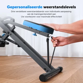 MERACH Fitnessapparaat - Paardrijstype - Verstelbare weerstand - Opvouwbaar - Maximaal gewicht 160 kg - LCD-scherm - Voor buik/benen/rug - Grijs
