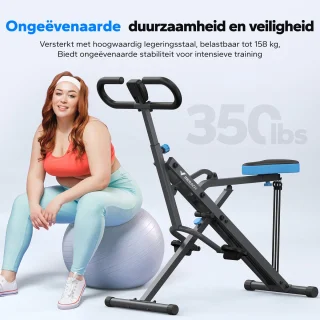 MERACH Fitnessapparaat - Paardrijstype - Verstelbare weerstand - Opvouwbaar - Maximaal gewicht 160 kg - LCD-scherm - Voor buik/benen/rug - Grijs