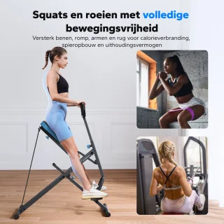 MERACH Fitnessapparaat - Paardrijstype - Verstelbare weerstand - Opvouwbaar - Maximaal gewicht 160 kg - LCD-scherm - Voor buik/benen/rug - Grijs