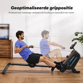 MERACH Roeimachine voor thuis - Inklapbaar Roeitrainer met 16 weerstandsniveaus - Bluetooth-verbinding - Compatibel met Kinomap - Tablet- en flessenhouder - LCD-display - Stille werking - Snelle montage - Ruimtebesparend - Belastbaar tot 158 kg