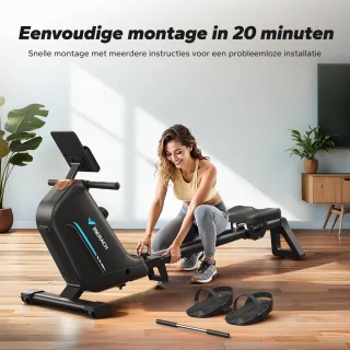 MERACH Roeimachine voor thuis - Inklapbaar Roeitrainer met 16 weerstandsniveaus - Bluetooth-verbinding - Compatibel met Kinomap - Tablet- en flessenhouder - LCD-display - Stille werking - Snelle montage - Ruimtebesparend - Belastbaar tot 158 kg