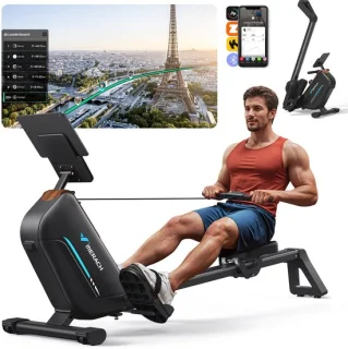 MERACH Roeimachine voor thuis - Inklapbaar Roeitrainer met 16 weerstandsniveaus - Bluetooth-verbinding - Compatibel met Kinomap - Tablet- en flessenhouder - LCD-display - Stille werking - Snelle montage - Ruimtebesparend - Belastbaar tot 158 kg