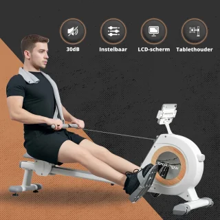 Roeitrainers - Roeimachine - Roeiapparaat - Roeitrainer - Crosstrainer - Inklapbaar - 150 kg - 16 Weerstandniveaus - Grijs