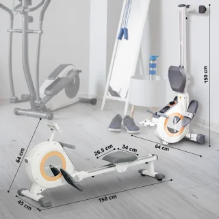 Roeitrainers - Roeimachine - Roeiapparaat - Roeitrainer - Crosstrainer - Inklapbaar - 150 kg - 16 Weerstandniveaus - Grijs