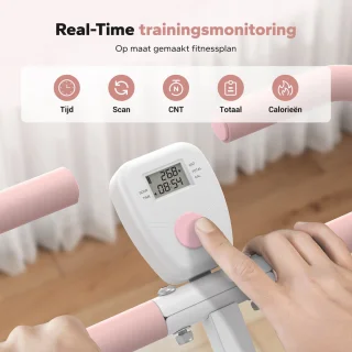MERACH Fitnessapparaat - Paardrijstype - Verstelbare weerstand - LCD-scherm - Maximaal gewicht 160 kg - Opvouwbaar - Voor buik/benen/rug - Wit