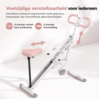 MERACH Fitnessapparaat - Paardrijstype - Verstelbare weerstand - LCD-scherm - Maximaal gewicht 160 kg - Opvouwbaar - Voor buik/benen/rug - Wit