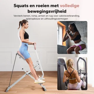 MERACH Fitnessapparaat - Paardrijstype - Verstelbare weerstand - LCD-scherm - Maximaal gewicht 160 kg - Opvouwbaar - Voor buik/benen/rug - Wit