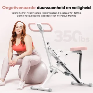 MERACH Fitnessapparaat - Paardrijstype - Verstelbare weerstand - LCD-scherm - Maximaal gewicht 160 kg - Opvouwbaar - Voor buik/benen/rug - Wit