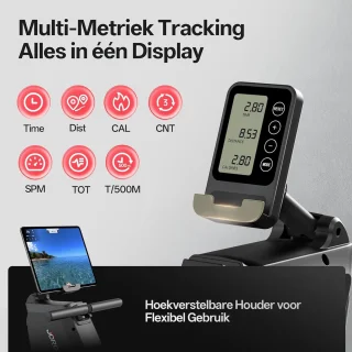 Magnetische Roeitrainer voor Thuis met Bluetooth en Hoog Gewichtscapaciteit