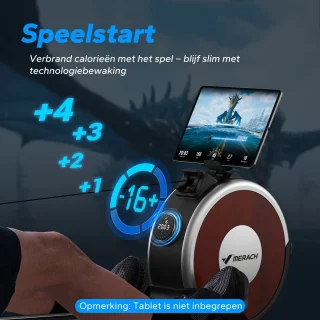 MERACH Stille magnetische roeitrainer voor thuis - Inklapbaar roeimachine - 16 weerstandsniveaus - Dubbele glijrails - Bluetooth met exclusieve app - Verstelbare tablet-houder - LCD-display - Ideaal voor cardio-training - Belastbaar tot 158 kg