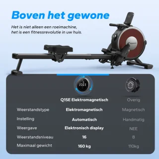 MERACH Stille magnetische roeitrainer voor thuis - Inklapbaar roeimachine - 16 weerstandsniveaus - Dubbele glijrails - Bluetooth met exclusieve app - Verstelbare tablet-houder - LCD-display - Ideaal voor cardio-training - Belastbaar tot 158 kg