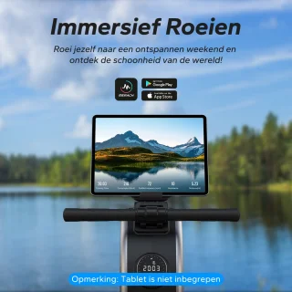 MERACH Stille magnetische roeitrainer voor thuis - Inklapbaar roeimachine - 16 weerstandsniveaus - Dubbele glijrails - Bluetooth met exclusieve app - Verstelbare tablet-houder - LCD-display - Ideaal voor cardio-training - Belastbaar tot 158 kg