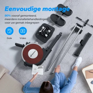 MERACH Stille magnetische roeitrainer voor thuis - Inklapbaar roeimachine - 16 weerstandsniveaus - Dubbele glijrails - Bluetooth met exclusieve app - Verstelbare tablet-houder - LCD-display - Ideaal voor cardio-training - Belastbaar tot 158 kg