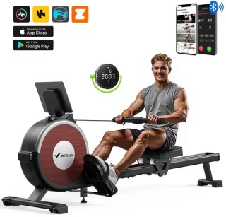 MERACH Stille magnetische roeitrainer voor thuis - Inklapbaar roeimachine - 16 weerstandsniveaus - Dubbele glijrails - Bluetooth met exclusieve app - Verstelbare tablet-houder - LCD-display - Ideaal voor cardio-training - Belastbaar tot 158 kg