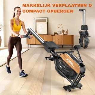 MettleMatic Roeitrainer met Waterweerstand - Roeimachine met tablethouder en LED Bluetooth scherm - Roeiapparaat voor thuis met 6 weerstandsniveaus - Hometrainer inklapbaar - Geschikt voor gebruikers tot 200cm