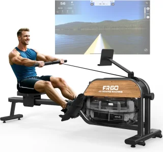 MettleMatic Roeitrainer met Waterweerstand - Roeimachine met tablethouder en LED Bluetooth scherm - Roeiapparaat voor thuis met 6 weerstandsniveaus - Hometrainer inklapbaar - Geschikt voor gebruikers tot 200cm