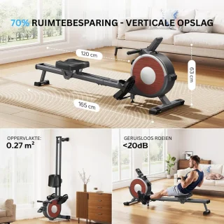 Roeitrainer Inklapbaar - Hometrainer - Roeimachine Fitness - Wit