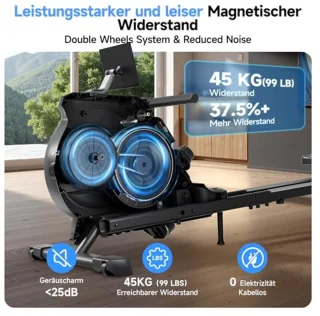 Opvouwbaar Roeitoestel met Magnetische Weerstand en LCD-Scherm - Tot 160KG