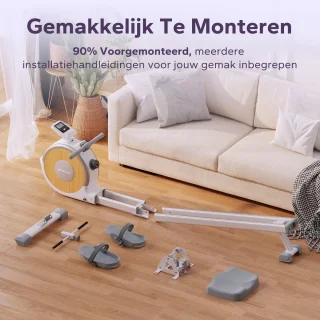 MERACH Roeimachine voor thuis - Stille magnetische roeitrainer- Exclusieve app - 16 weerstandsniveaus - Verbeterde dubbele glijrails - Bluetooth-display & tablet-houder - Verticale opslag - Gemakkelijk te monteren - Belastbaar tot 158 kg