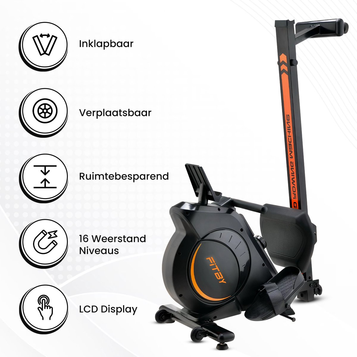 Fitby Roeitrainer Inklapbaar Zwart