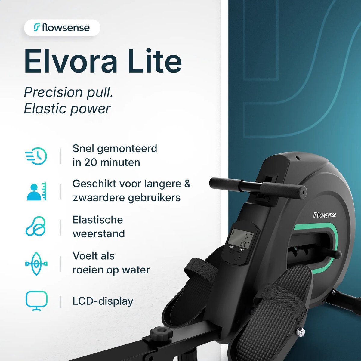 Wat vinden we goed aan de Flowsense Roeimachine Elastische Weerstand