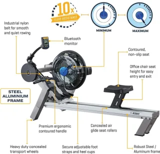 Fluid Rower Evolution E550 Roeitrainer Zilver