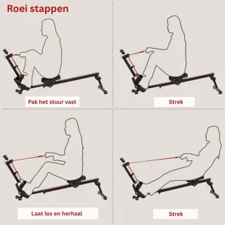 JMZR® Inklapbare Roeitrainer Zwart-Rood
