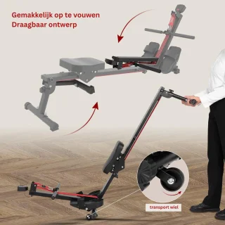 JMZR® Inklapbare Roeitrainer Zwart-Rood