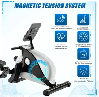 Magnetische opvouwbare roeimachine met LCD-scherm en weerstandsaanpassing