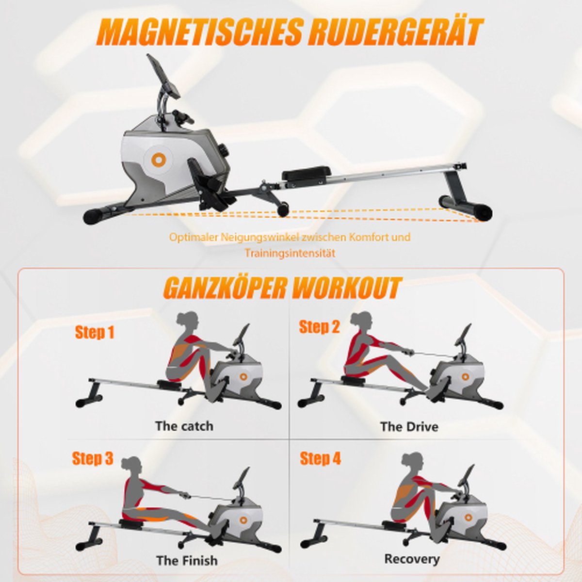 Magnetische Opvouwbare Roeitrainer met LED-monitor