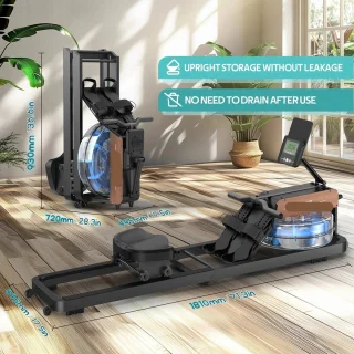 Massief Houten Water Roeimachine Bluetooth Zwart