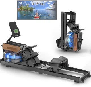 Massief Houten Water Roeimachine Bluetooth Zwart