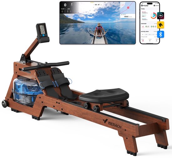 Merach Waterroeimachine Ergonomisch model met Bluetooth-monitor review