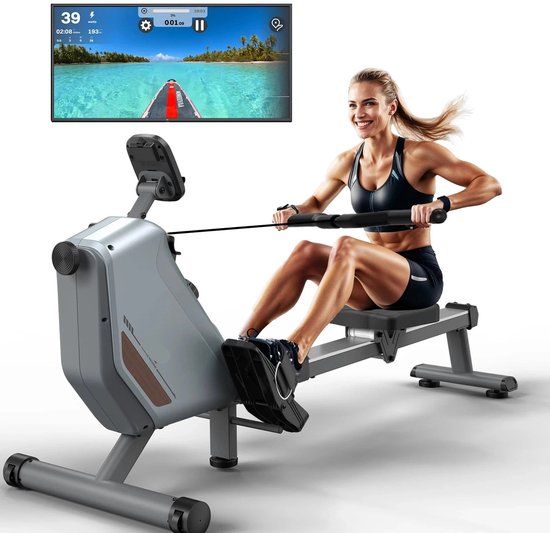 merknaam Magnetische Roeimachine opvouwbaar LCD Display 16 niveaus Bluetooth Grijs review