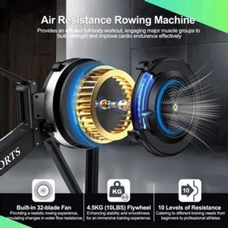 Roeimachine – roeitrainer – roeiapparaat – fitness roeimachine – air resistance rowing machine