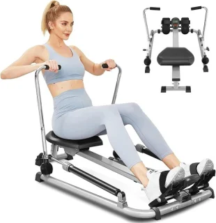 Roeitrainer - Fitnessapparaat Hometrainer - Cardiovasculaire Training - 12 Weerstandsniveaus - 120 x 66 x 19 cm - Zwart Grijs